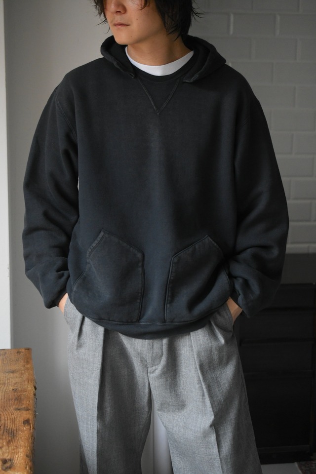 A.PRESSE / Vintage Attached Hood Sweat Parka (Black)