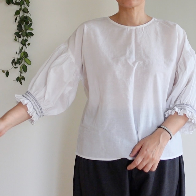 smocking shirt シロ
