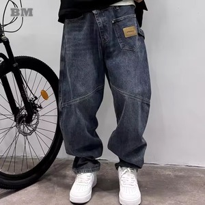 Side-Patch Washed Jeans Pants【B0524】