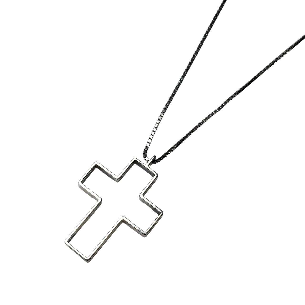GUCCI silver open cross pendant necklace
