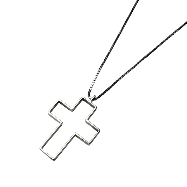 GUCCI silver open cross pendant necklace