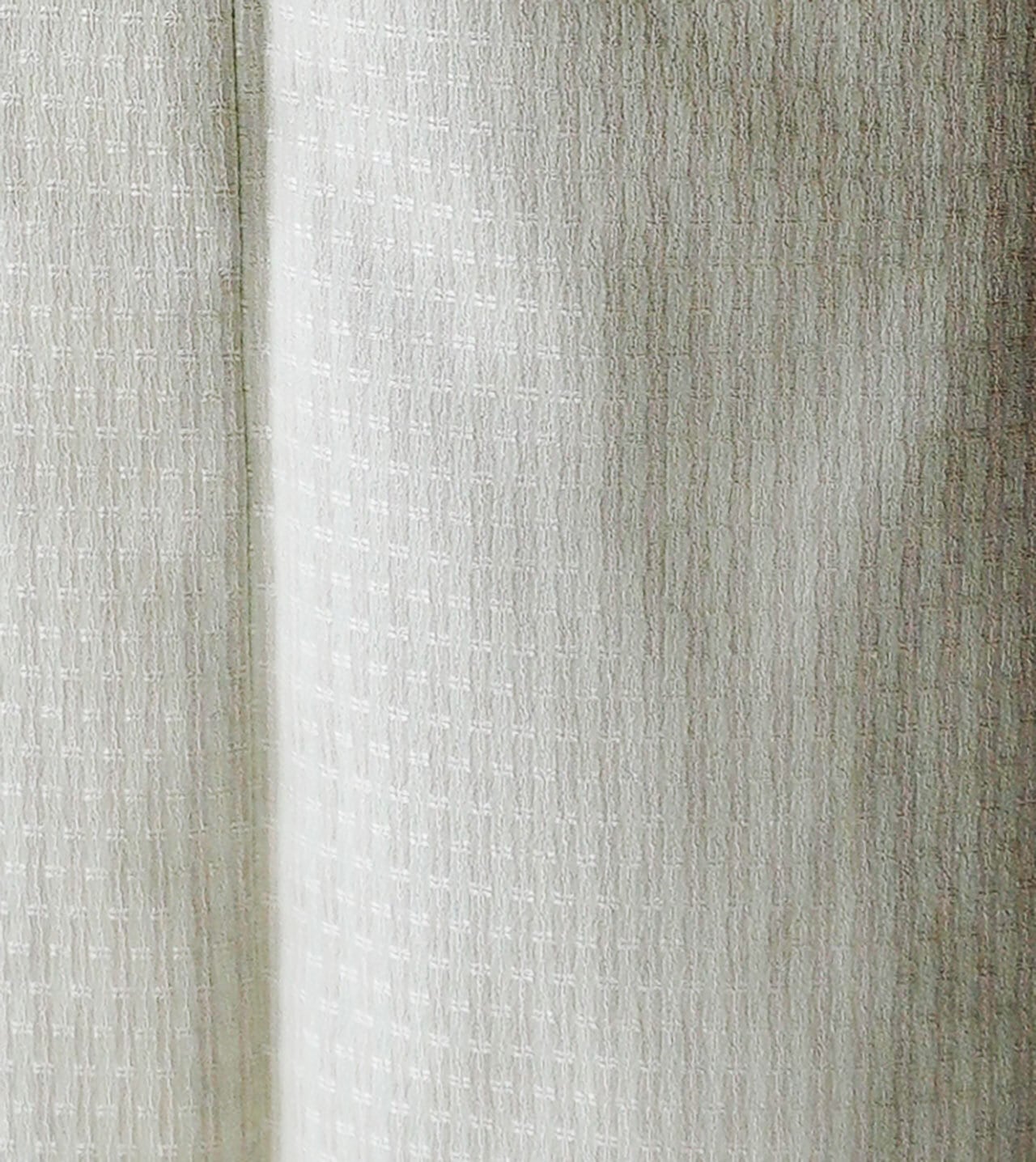 【単衣】白緑色地 変わり格子 草木下染お召し ゆとりサイズ