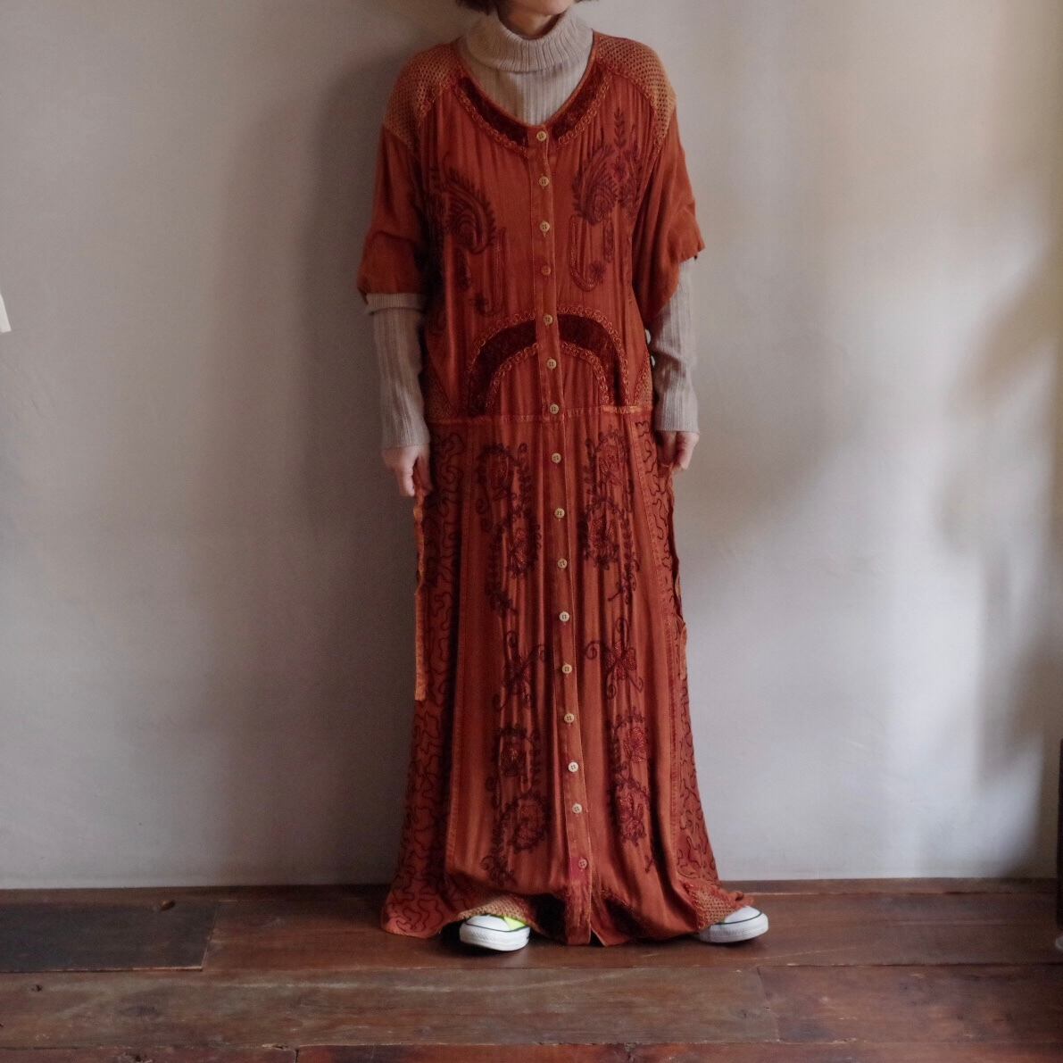 India Embroidery Rayon Dress 刺繍 レーヨン ドレス 刺繍ワンピース 古着屋 仙台 Biscco 古着 Vintage 通販 India Embroidery Rayon Dress 刺繍 レーヨン ドレス 刺繍ワンピース 古着屋 仙台 Biscco 古着 Vintage 通販