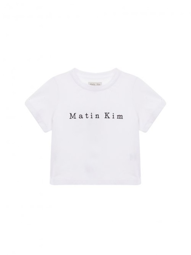 [MATIN KIM] MATIN EMBROIDERY LOGO CROP TOP IN WHITE