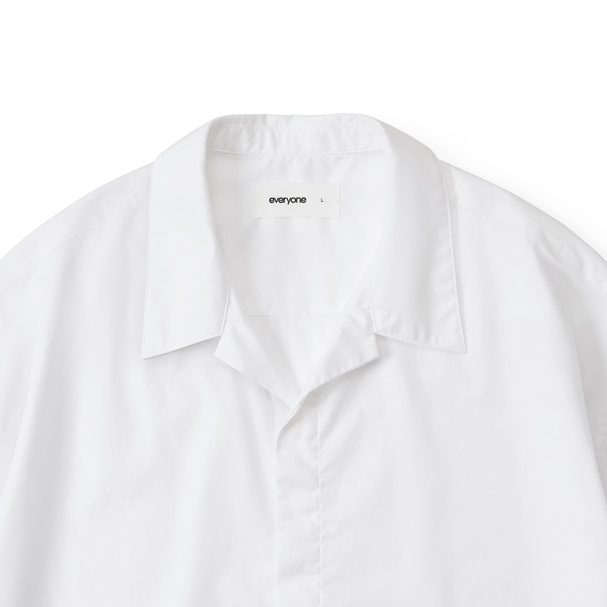 everyone fly front open collar short sleeve shirt (WHITE) | everyone