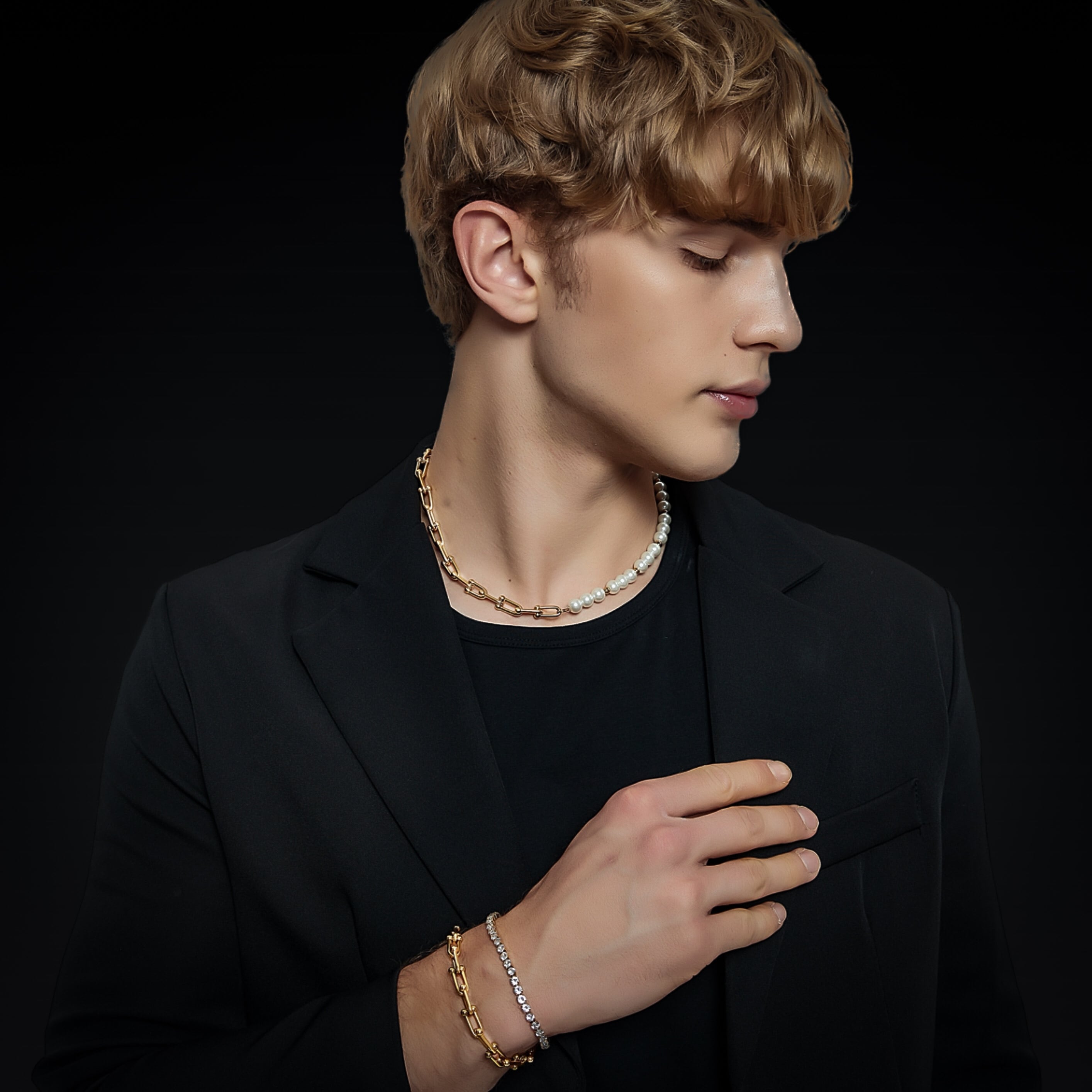 316L pearl × hard ware chain necklace | ✯Lucliss Jewelry✯