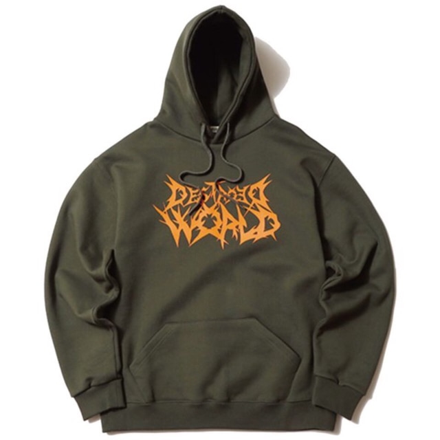 [SUIBOM] DESTROYED WORLD LOGO HOODY OLIVEGREEN 正規品 韓国ブランド 韓国ファッション 韓国代行 パーカー