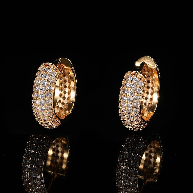 Iced Out Hoop Earrings 【GOLD】