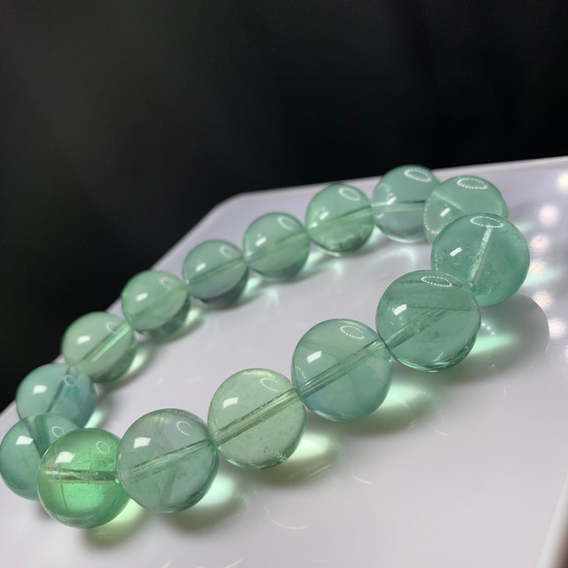 b168 大玉✩爽やかミントグリーンフローライトブレスレット