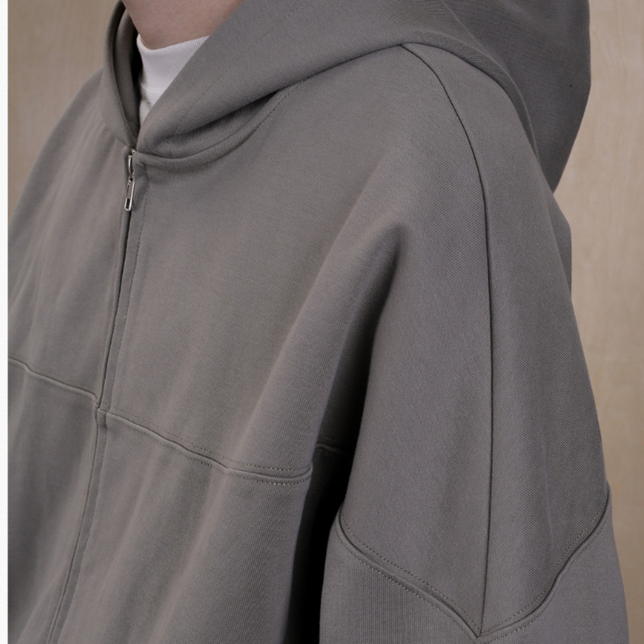 カジュアルスプリット両ジップパーカー　0815