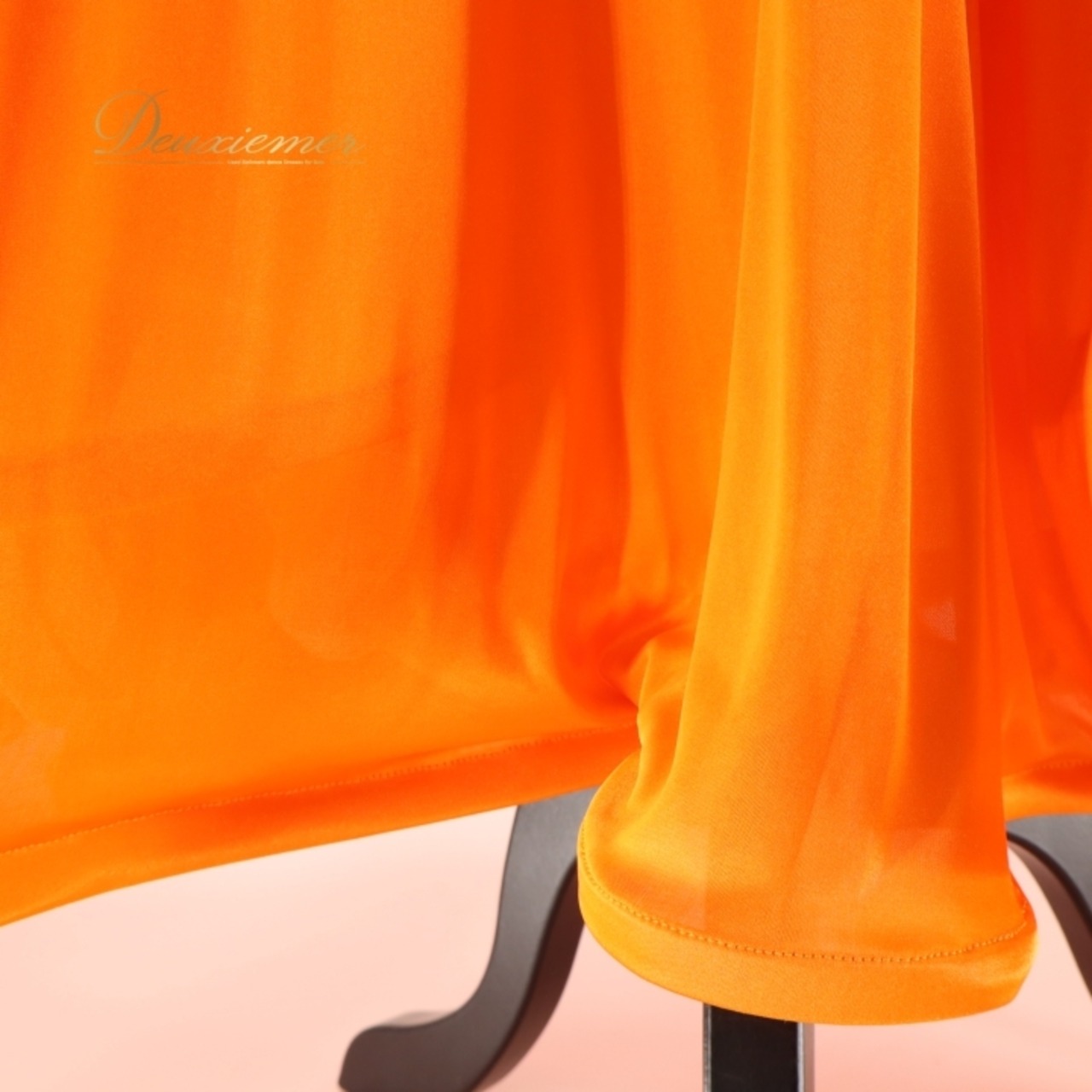 社交ダンス 衣装 スタンダード ドレス スタンダードドレス つきおか フロート レース 無地 デモ 競技 ワンピース オレンジ系 発表会 パーティ 無地 蛍光オレンジ ステージ衣装 ダンスコスチューム 発表用 競技用ドレス