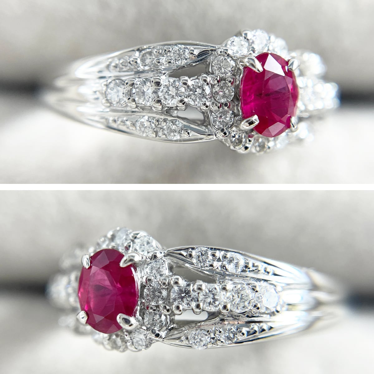 Pt900 天然ルビー 0.38ct 天然ダイヤモンド 0.30ct リング Pt900 天然ルビー 0.38ct 天然ダイヤモンド 0.30ct リング