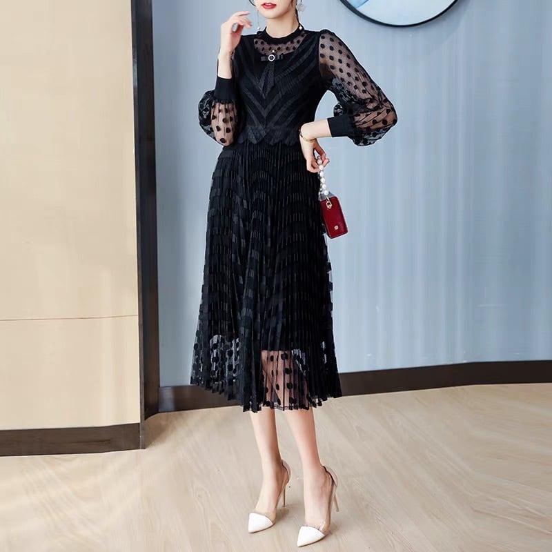 5XLまで.4カラー】黒 緑 赤 ネイビー ワンピース エレガント | Pay ID