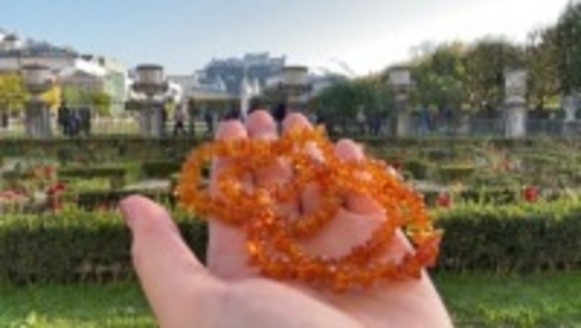 【ミラベル庭園でアチューメント】【超美石】琥珀（アンバー）　ブレスレット（Ｓサイズ）　6172