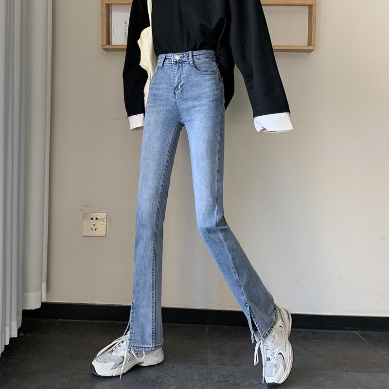 ジーンズ スプリングスタイルスリムパンツ 薄手 レッド 春物 試着室15129703647