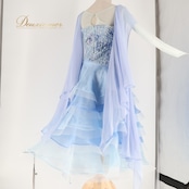 社交ダンス 衣装 スタンダードドレス ワンピース ドレス ブルー系 Leirina レイリーナ 水色 レース フロート デモ 競技 パーティ 発表会 ダンス 水色系 エレガント ドレスアップ ステージ衣装 ダンスパフォーマンス 競技用 衣装 フリル おしゃれ