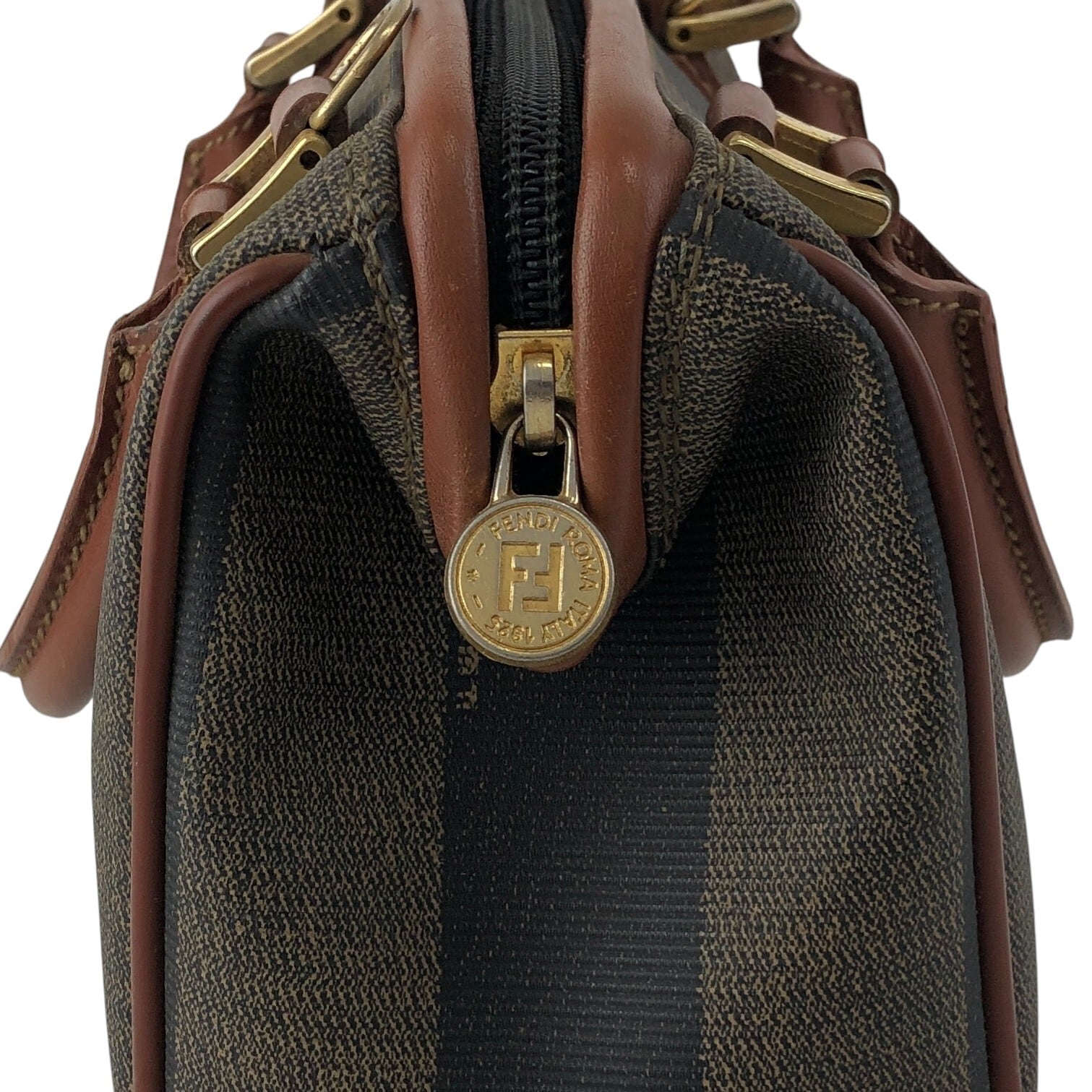 FENDI フェンディ ぺカン ショルダーバッグ ブラウン FFロゴ PVC 2WAY