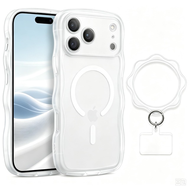 GEEGEEMI iPhone SE3/SE2/8/7 ケース マグネット内蔵 うねうね 手リング付き マットホワイト [並行輸入品]