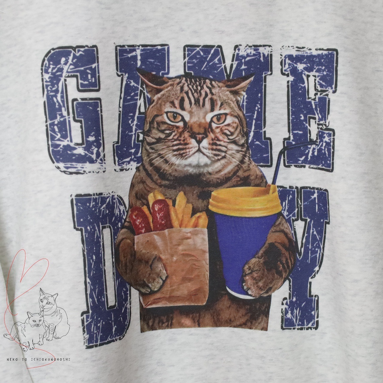 キジトラマニア めっちゃかわいいキジトラさんのプリント プルオーバー トレーナー オートミール