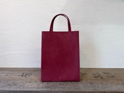 牛革の紙袋のような革袋・B5タテ/ボルドー