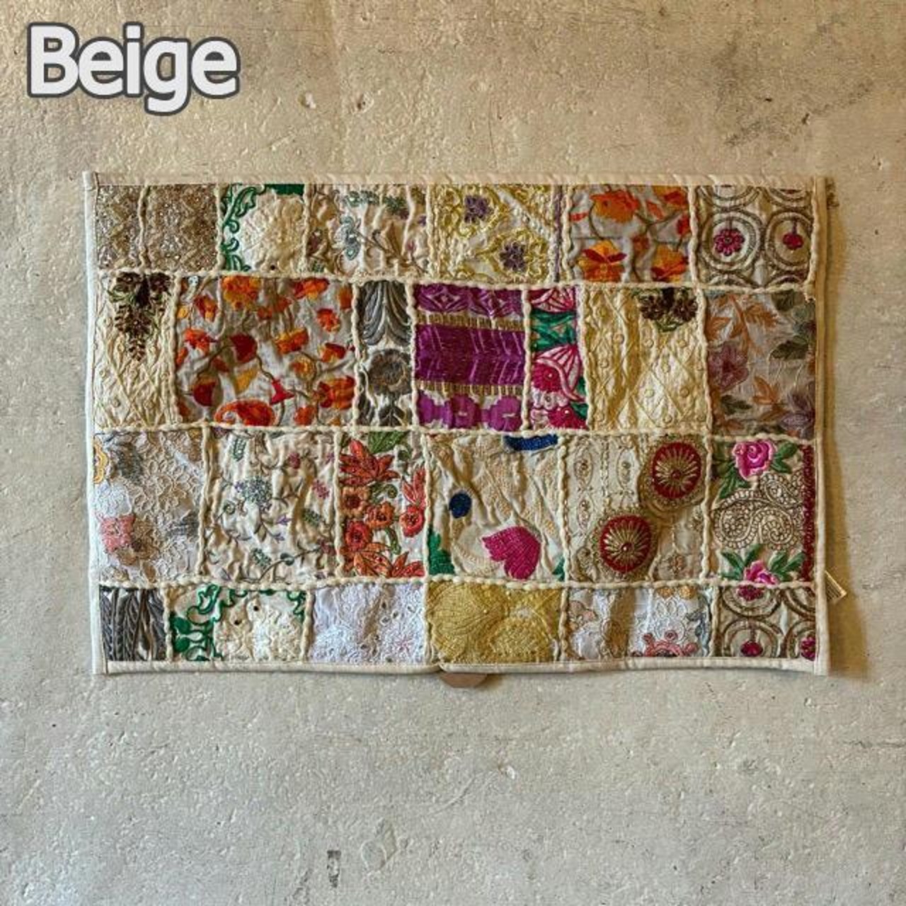 India Recycled sari patchwork mat 3color　インド　リサイクルサリーパッチワークマット　全3色　40×60cm　玄関マット　ミニマット　アソート　カラフル