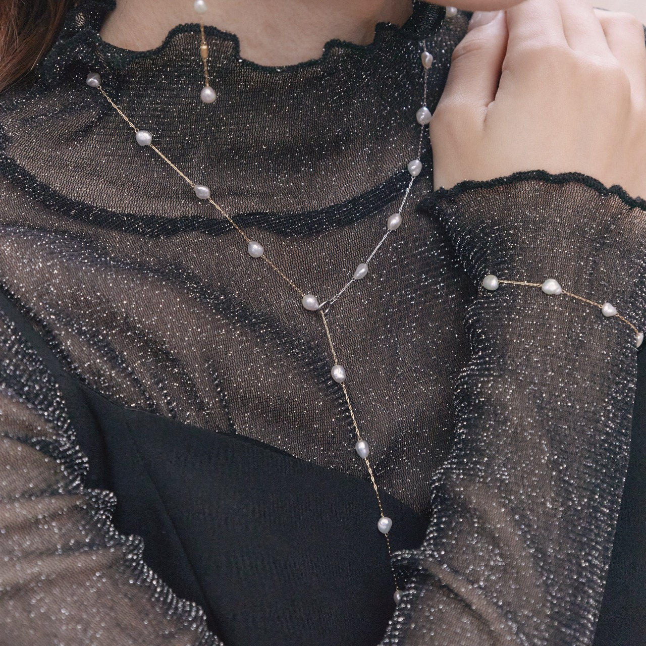 あこやケシパールK18WGネックレス【WEB限定】A55744/B55745 - 5