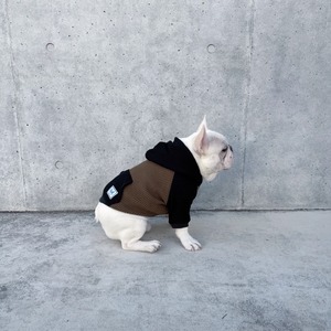 2TONE ワッフルパーカー カーキ×ブラック