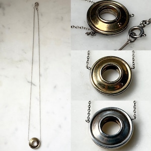 TIFFANY silver × k18 gold reversible disk pendant necklace