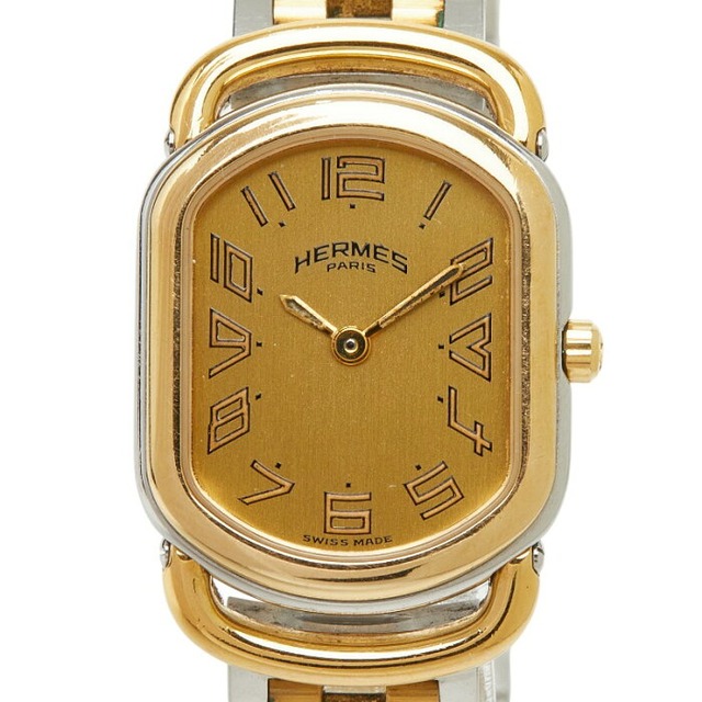 エルメス ラリー 腕時計 RA1.240 クオーツ ゴールド文字盤 ステンレススチール レディース HERMES 【中古】