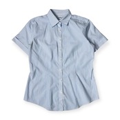 Brooks Brothers ブルックスブラザーズ ストライプ NON IRON 半袖シャツ 2/水色系 レディース