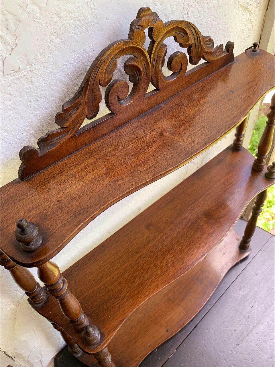 木製 3段シェルフ 壁付棚 艶ブラウン | Brocante de La Cocotte