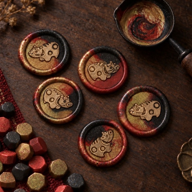 【19日23:59まで】Wax seal stamp│赤べこ【15mm】