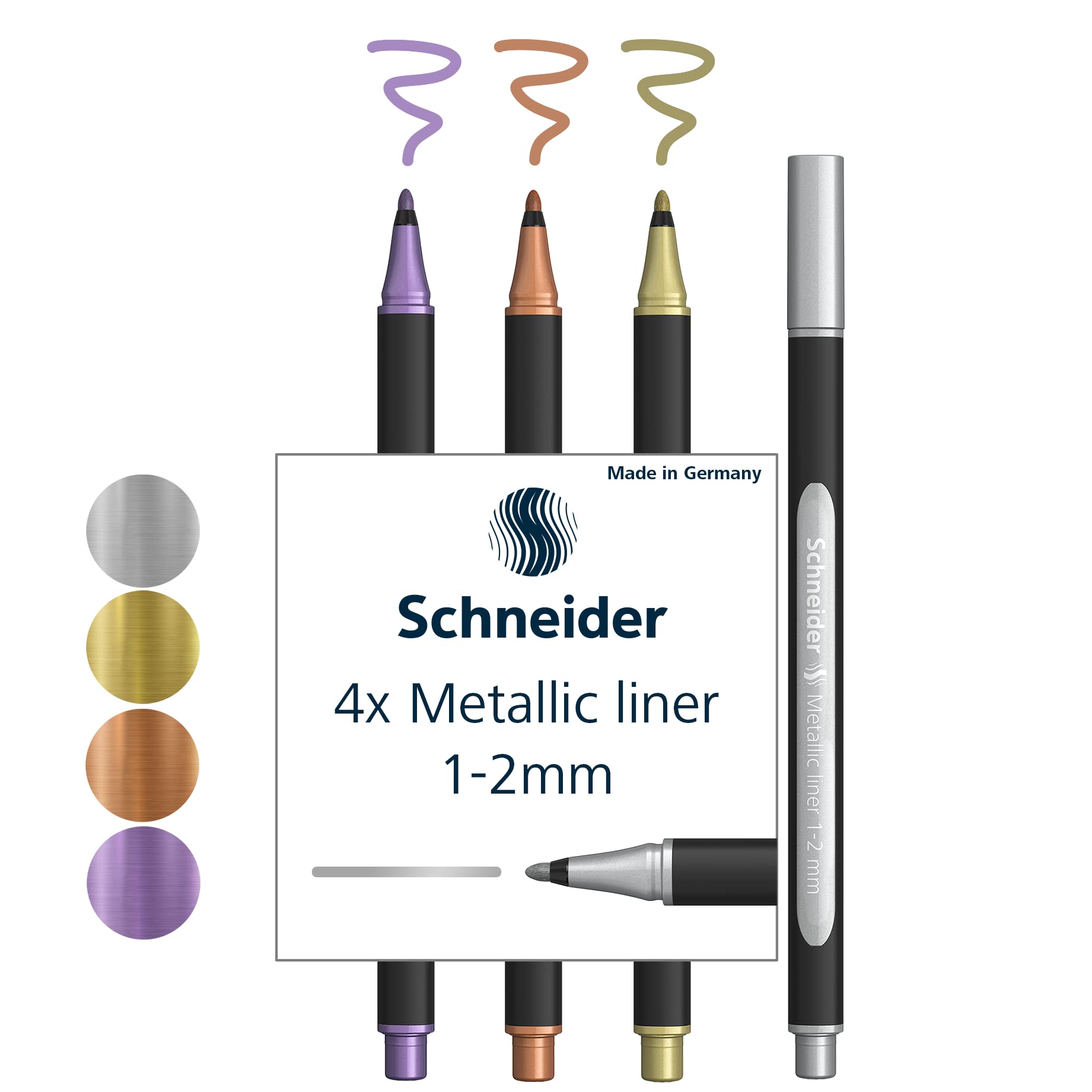 シュナイダー Schneider メタリックライナー ペイントイット Paint it 020 ペン先:1~2mm 4色セット ML1501 水性マーカー