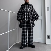 Double pleated ombre check PT/black