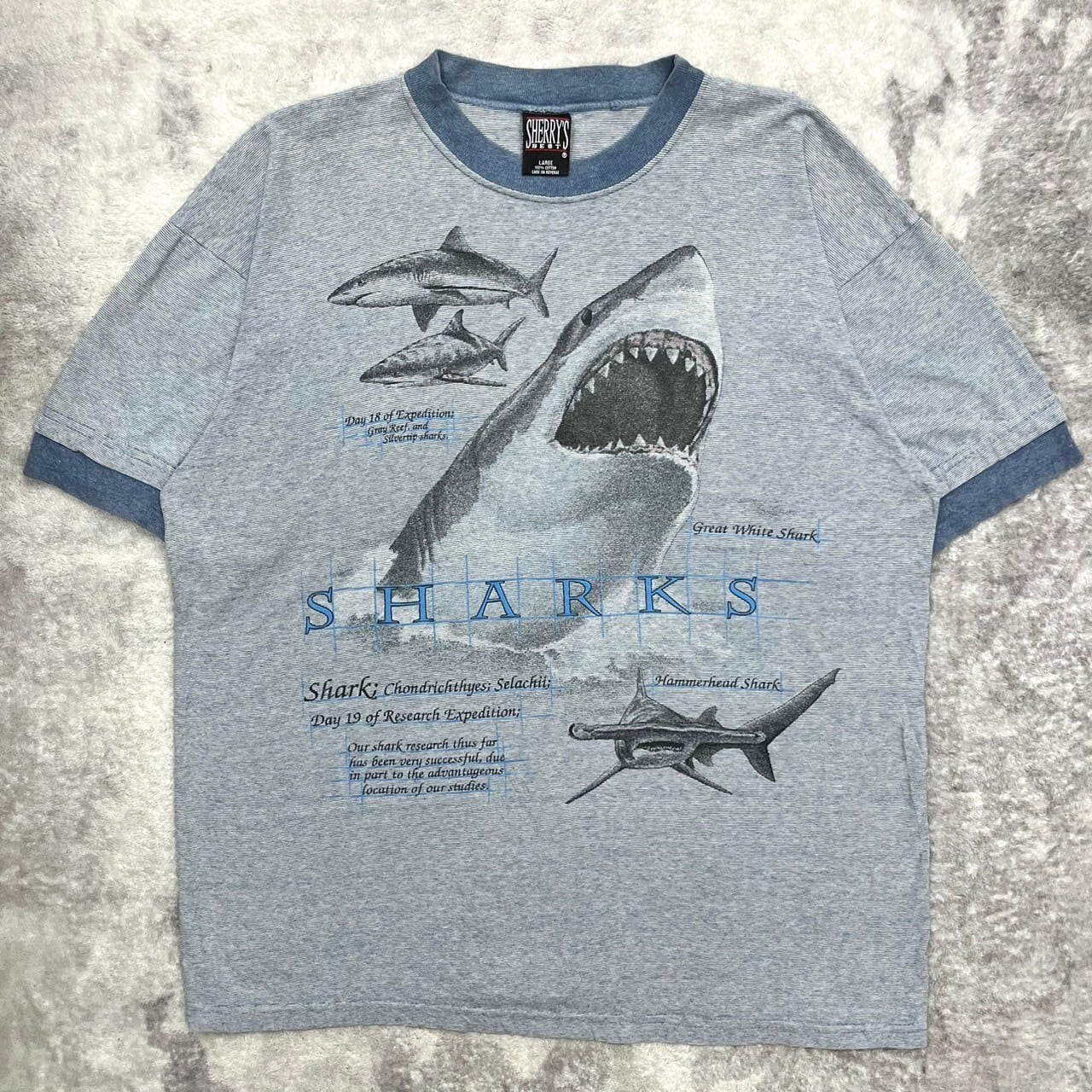 90年代　アメリカ製　サメ　アートTシャツ　ヴィンテージ　アニマル 90s USA製 サメ tシャツ プリント L 古着 古着屋 埼玉