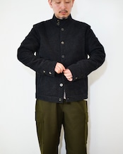 kujaku - Box Silhouette Wool Jacket :Black|二重織り/裏起毛“表使い”/バイオウォッシュ