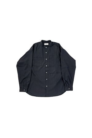 Band Collar Asymmentry Pocket Shirt