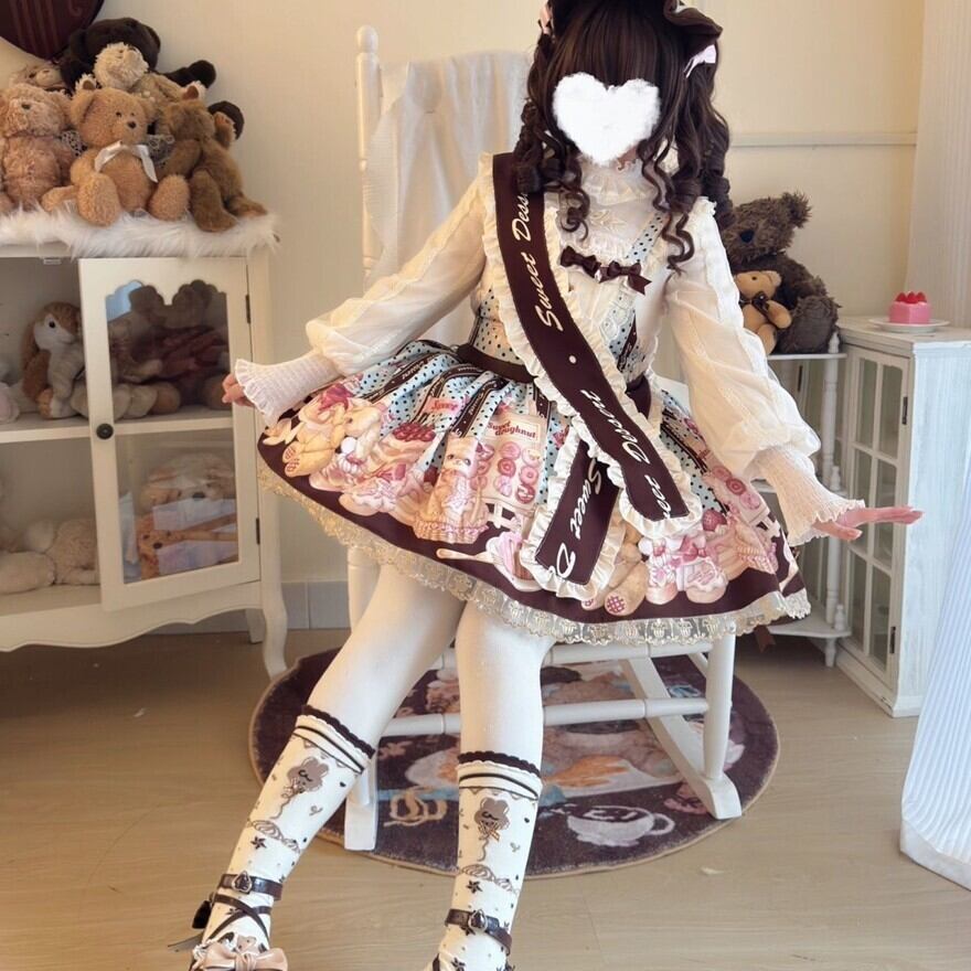 ロリィタ猫 ふわふわ ジャンパースカート サッシュ タスキ付き