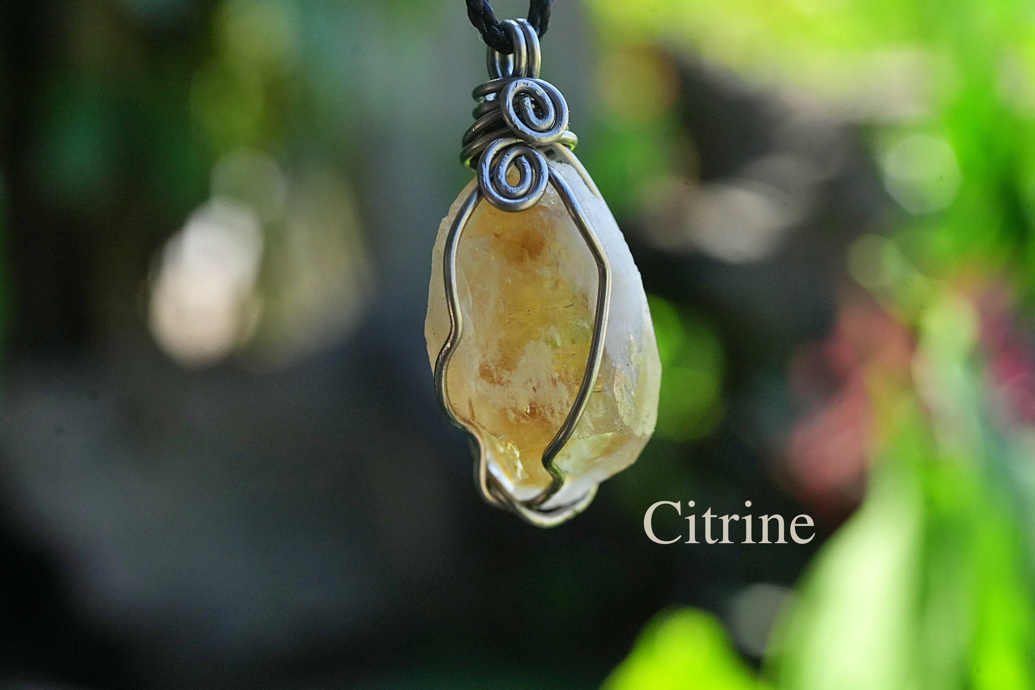 金貨の彩★シトリン原石 ワイヤーアートネックレス2564
