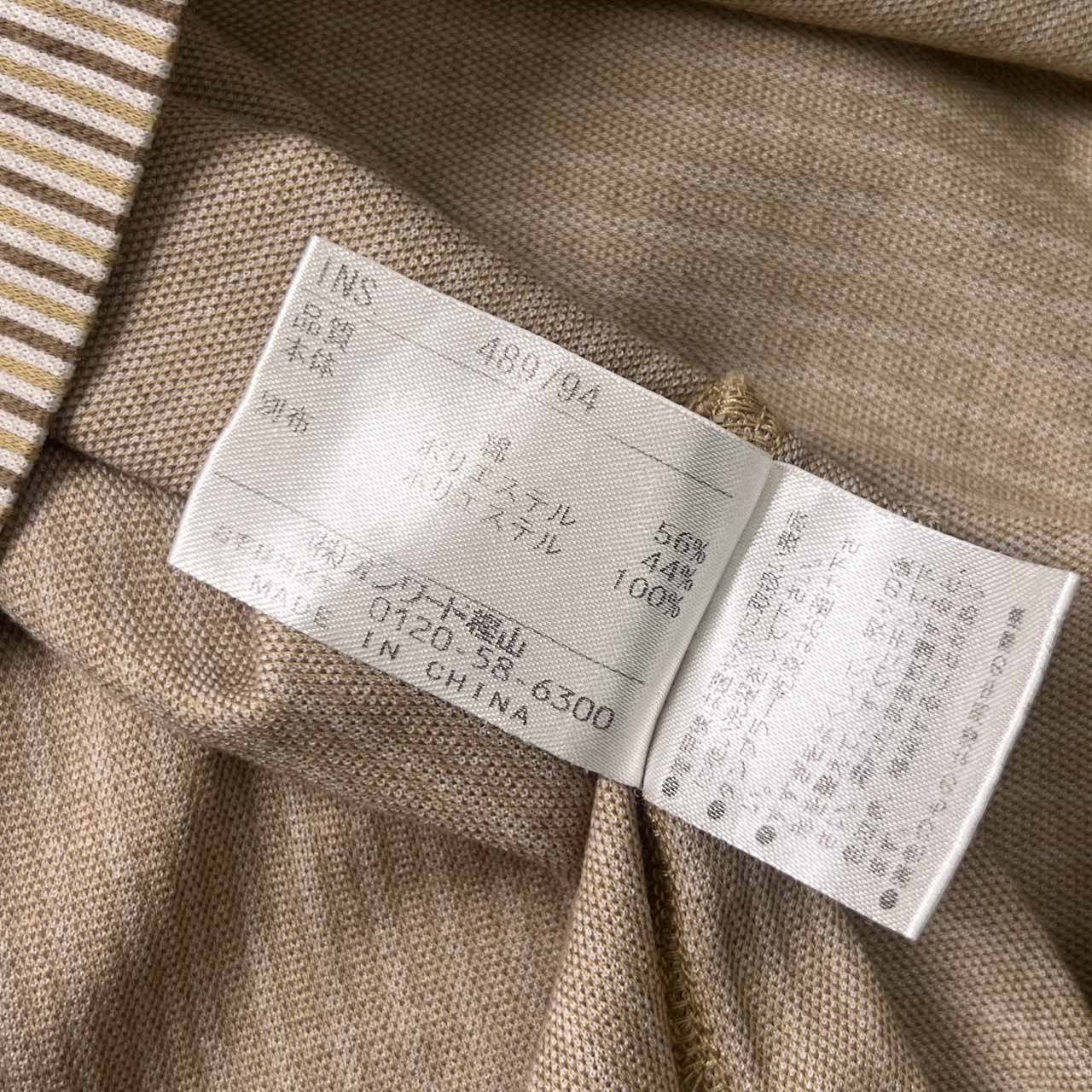 23区 SPORT ニジュウサンク スポーツ ストライプ ナンバリング 半袖 ポロシャツ L/ベージュ系 メンズ ゴルフ