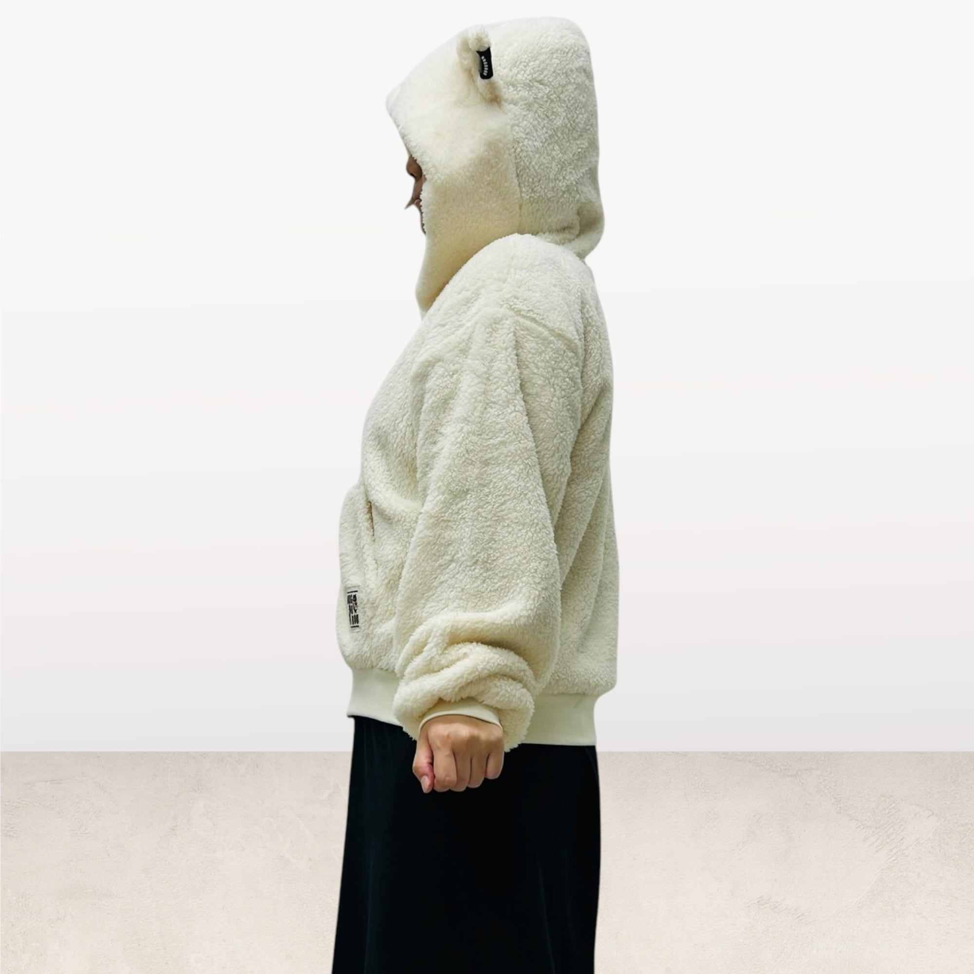 レディースフリーサイズ もこもこネコ耳フードzipパーカー