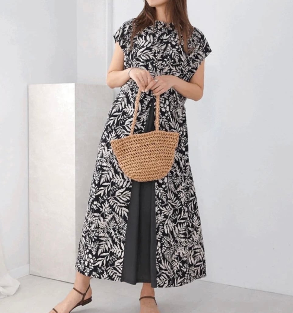 2color / リーフ柄ワンピース