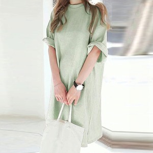 チュニック 半袖 Tシャツ レディース 韓国 春夏秋 シンプル きれいめ 大人 カジュアル おしゃれ オーバーサイズ ゆったり サイドスリット ロンT チュニックワンピース 大人可愛い 大人女子