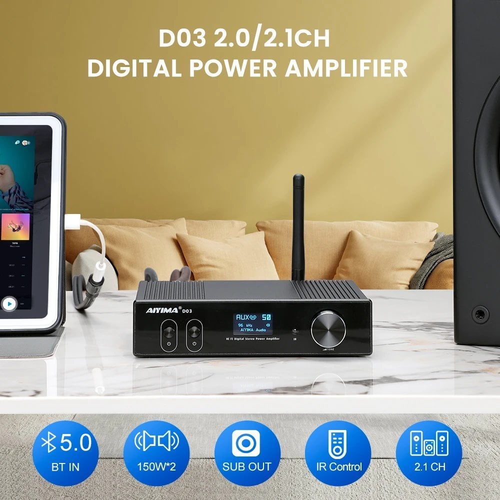 AIYIMA D03 Bluetooth アンプ 150Wx2 ステレオ HiFi サウンド Amplificador サブウーファーアンプ USB DAC OLED APTX-HD 2.1 ホームオーディオ S22d5989959677 | Pay ID AIYIMA D03 Bluetooth アンプ 150Wx2 ステレオ HiFi サウンド Amplificador サブウーファーアンプ USB DAC OLED APTX-HD 2.1 ホームオーディオ S22d5989959677 | Pay ID