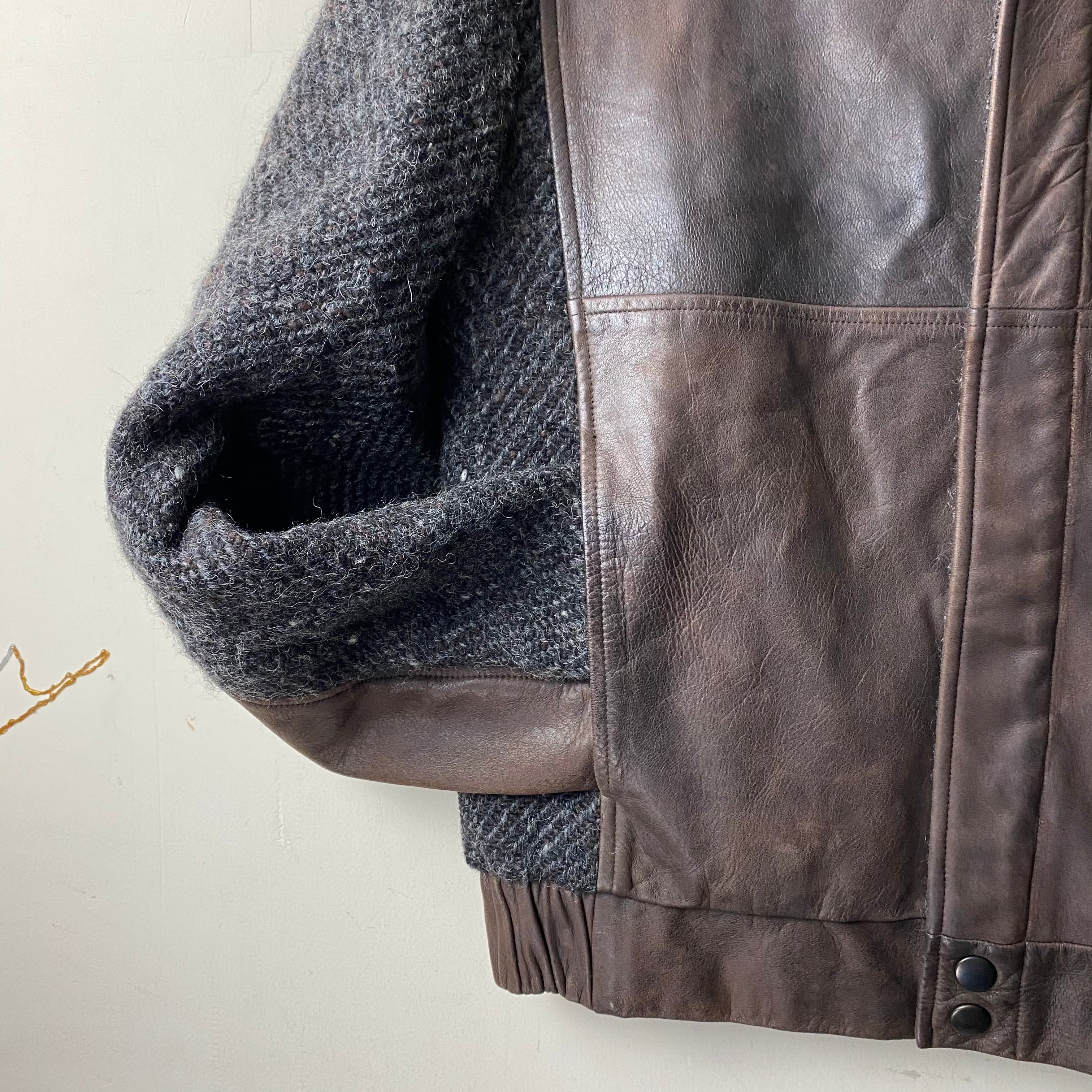 VERONIQUE BRANQUINHO leather switching tweed blouson | NOIR ONLINE