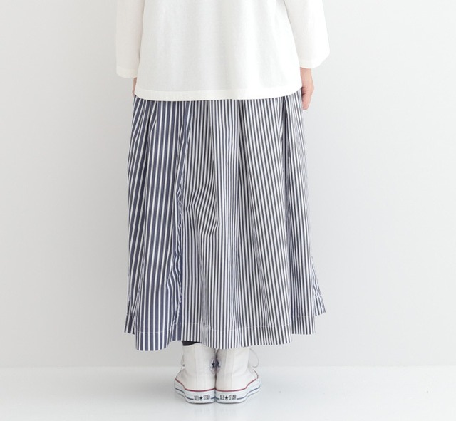 プリット prit ブロードストライプパターンミックスタックスカート(P70221)ネイビー【レターパックプラス可】