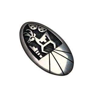 Hopi Beauford Dawahoya overlay silver pendant pin