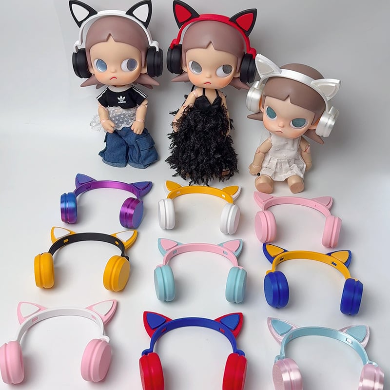 猫耳キャラクターグッズセット Zsiga＆1/8ドール＆20cm対応 猫耳装飾付き イヤホン ぬいぐるみ用