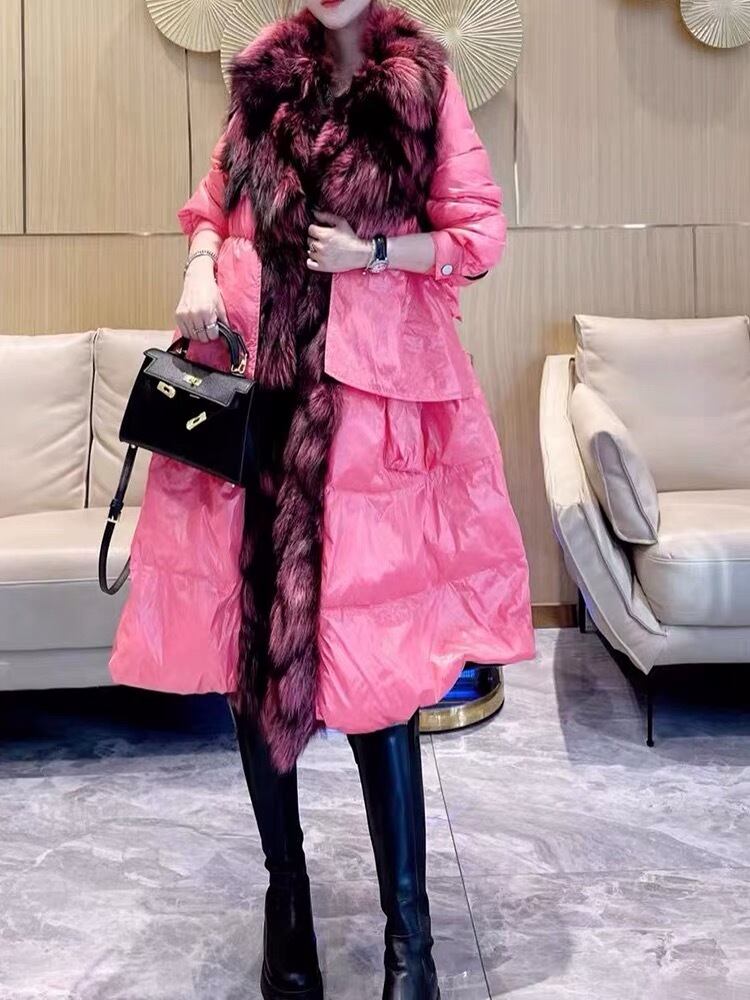 ダウンコート ピンク ファー 毛皮 ゴージャス マダム アウター コート