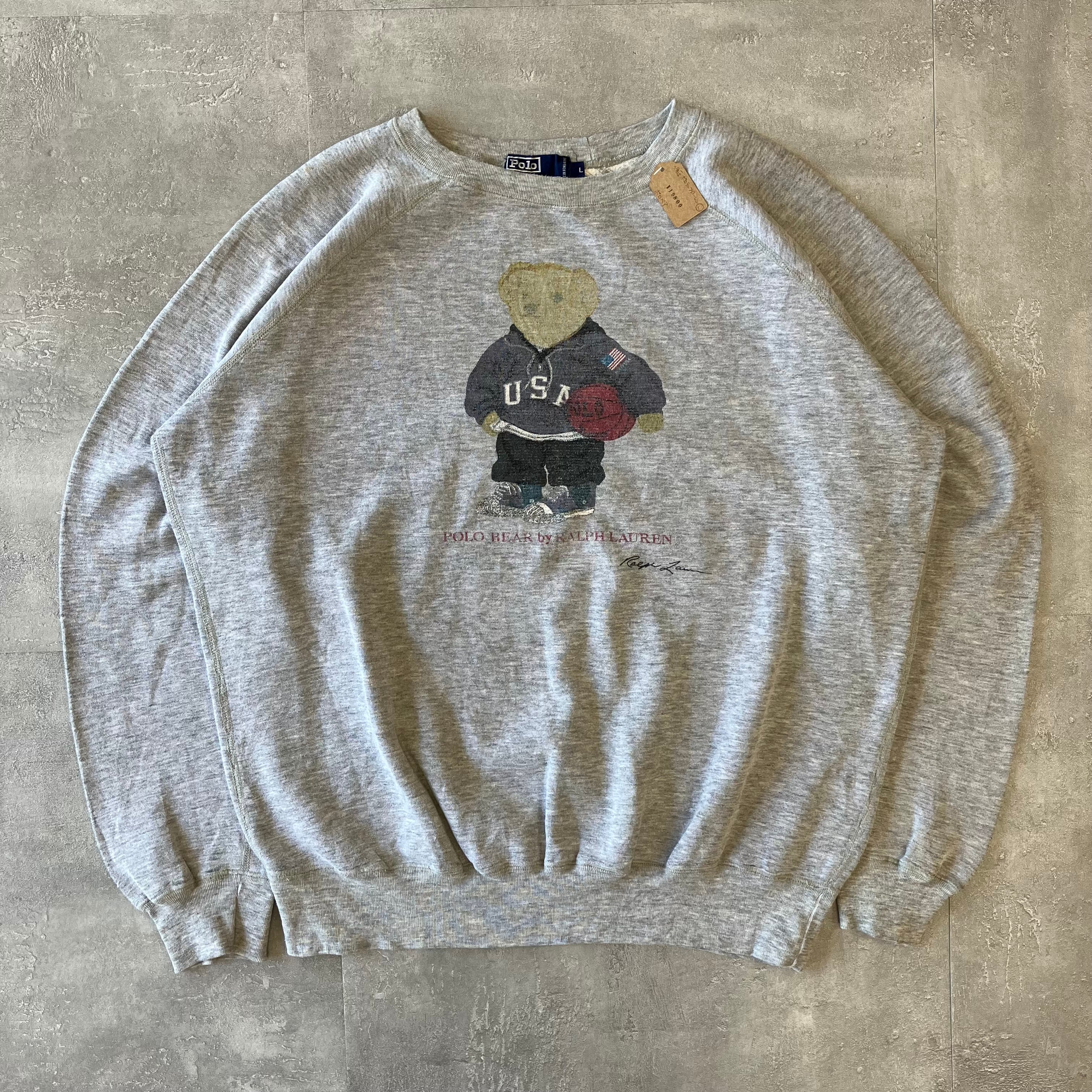 ポロラルフローレン 90s スウェット ポロベア ラグランスリーブ プリント No.1438